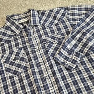 Karman Vintage Silver Collection Mens XL Long Sleeve Western Pearl Snap‎ Plaid